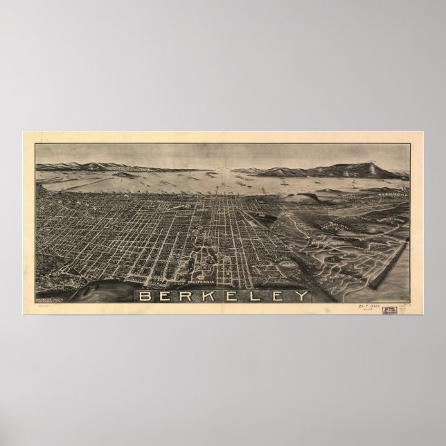 Poster Berkeley California 1909 Carte panoramique (Devant)