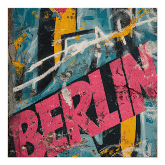 Poster Berlin Allemagne Street Art Gras Voyage Vintage
