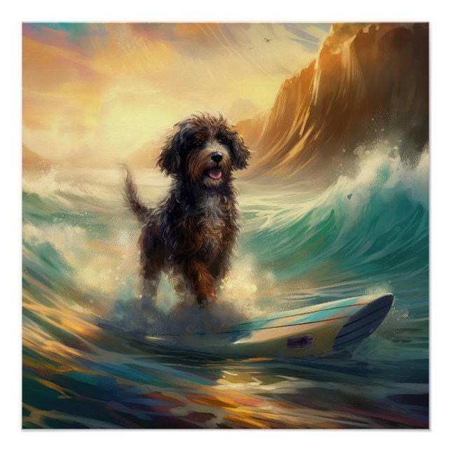 Poster Bernedoodle Beach Surf Peinture (Devant)