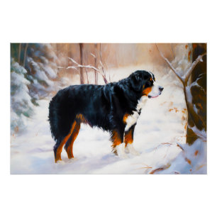 Poster Bernese Mountain Qu'il neige Noël