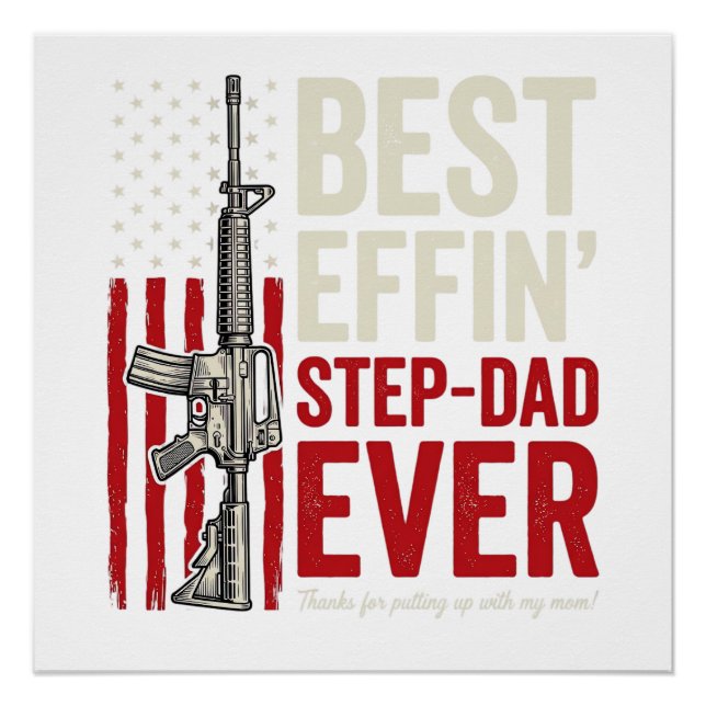 Poster Best Effin Step-Dad Ever Patriotic Vintage Vector_ (Devant)