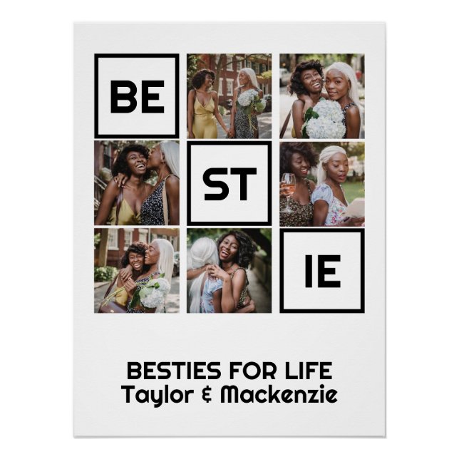 Poster Bestie Best Friends 6 Photos et Texte Personnalisé (Devant)