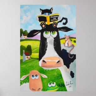 Poster Bêtes mignonnes peindre Chat de vache mouton greno