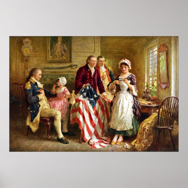 Poster Betsy Ross et le général George Washington (Devant)