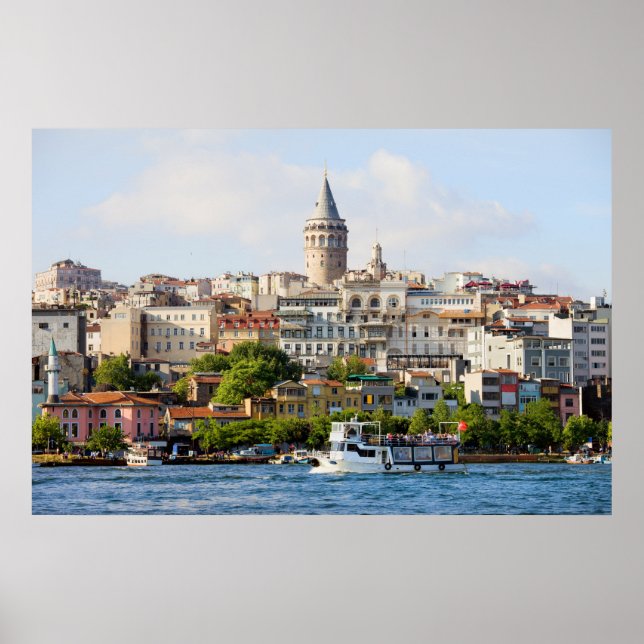 Poster Beyoglu District and Galata Tower in Istanbul (Devant)