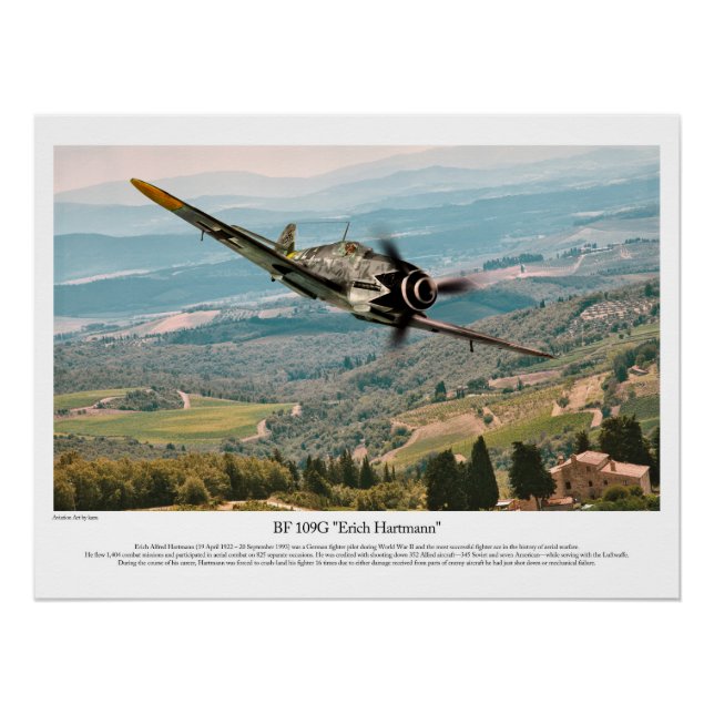 Poster BF 109G-6  "Erich Hartmann" (Devant)
