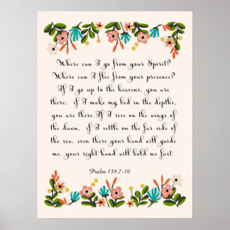 Poster Bible Verse Art - Psaume 139:7-10