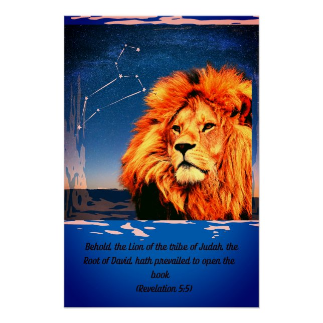 Poster Bible Verse Lion de tribu de Juda-Ap 5:5 (Devant)