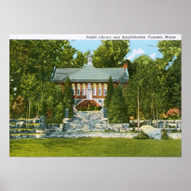 Poster Bibliothèque, Camden, Maine Vintage (Devant)