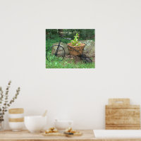 Poster Bicycle Pink Flowers en Panier