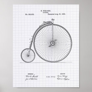 Poster Bicycle vintage 1883 Art Brevet - Poivre Lined