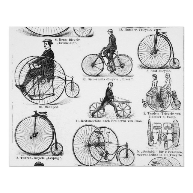 Poster Bicyclette à grande roue Penny Farthing (Devant)
