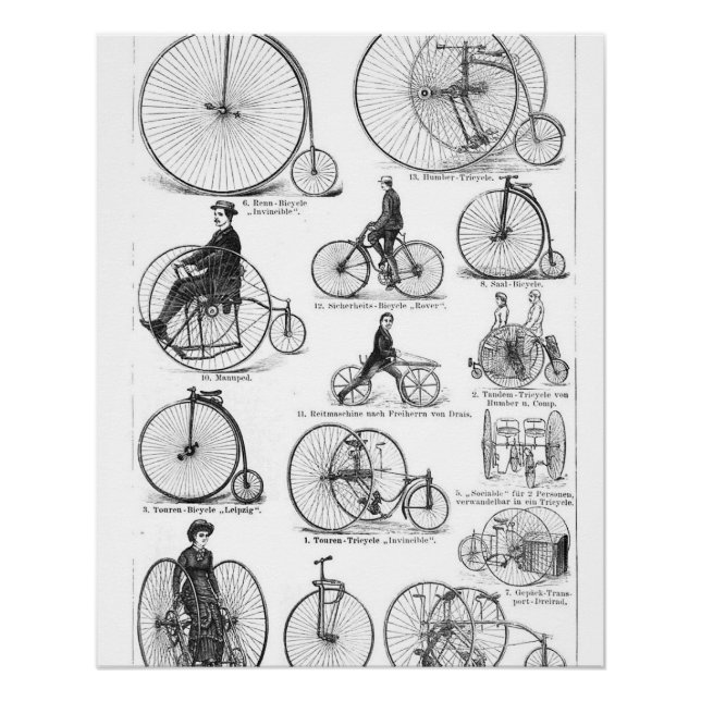 Poster Bicyclette à grande roue Penny Farthing (Devant)