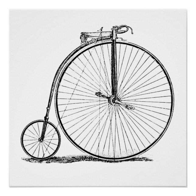 Poster Bicyclette à grande roue Penny Farthing (Devant)