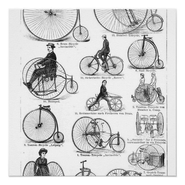 Poster Bicyclette à grande roue Penny Farthing (Devant)