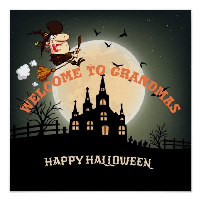Poster Bienvenue À Grandmas Halloween Witch (Devant)