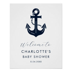 Poster Bienvenue à la Baby Shower sur le thème d'une Ancr