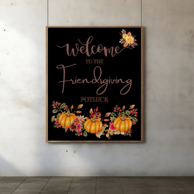 Poster Bienvenue à la fête de Friendsgiving et potluck d' (Créateur téléchargé)