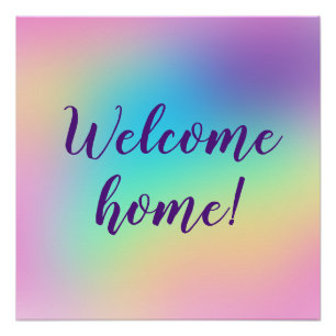 Poster Bienvenue à la maison ! Pastel Rainbow