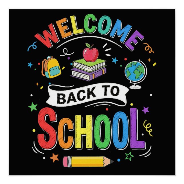 Poster Bienvenue à l'école les enfants Enseignant Premier (Devant)