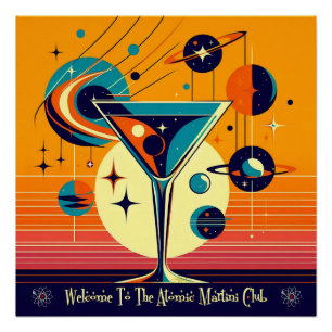 Poster Bienvenue à l'ère spatiale au club Atomic Martini