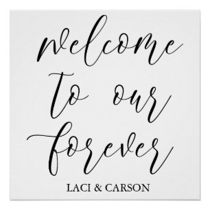 Poster "Bienvenue à notre Forever" Mariage Tapestry fond