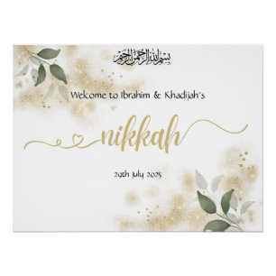 Poster Bienvenue à Notre Nikkah - Panneau Mariage islamiq