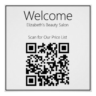 Poster Bienvenue Black and White Business Scan QR Code