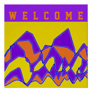 POSTER BIENVENUE CONÇUE POUR VOUS PURPLE ET MUSTARD