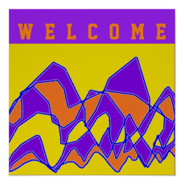 POSTER BIENVENUE CONÇUE POUR VOUS PURPLE ET MUSTARD (Devant)