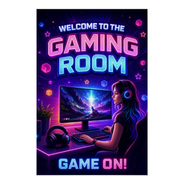 Poster Bienvenue dans la salle de jeu - Game On ! (Devant)