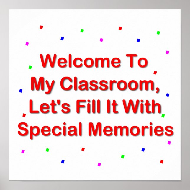 Poster Bienvenue Dans Ma Classe; Remplissez-La De Souveni (Devant)
