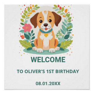 Poster Bienvenue pour l'anniversaire de bébé garçon avec