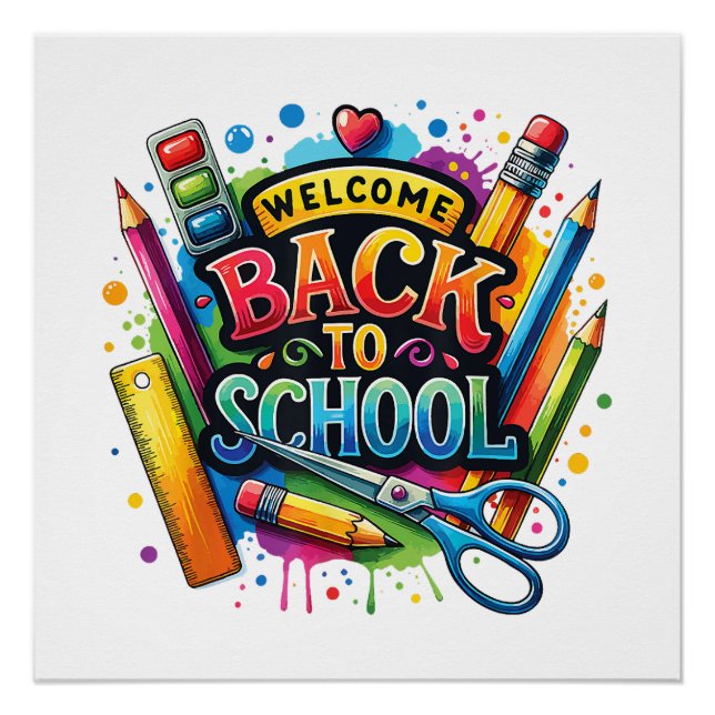 Poster Bienvenue Retour à l'école Premier jour enseignant (Devant)