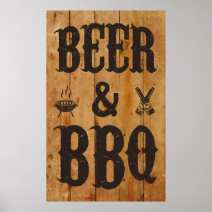 Poster Bière et barbecue