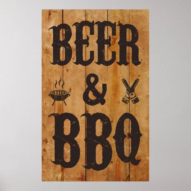 Poster Bière et barbecue (Devant)
