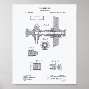 Poster Bière Faucet 1876 Brevet Art Livre blanc
