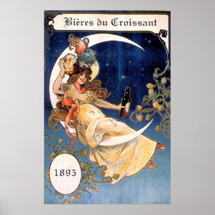 Poster Bieres du Croissant 1895 Imprimer Vintage