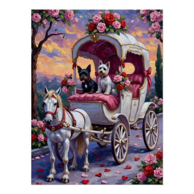 Poster Biewer Terrier Dog Valentine's Day (Devant)