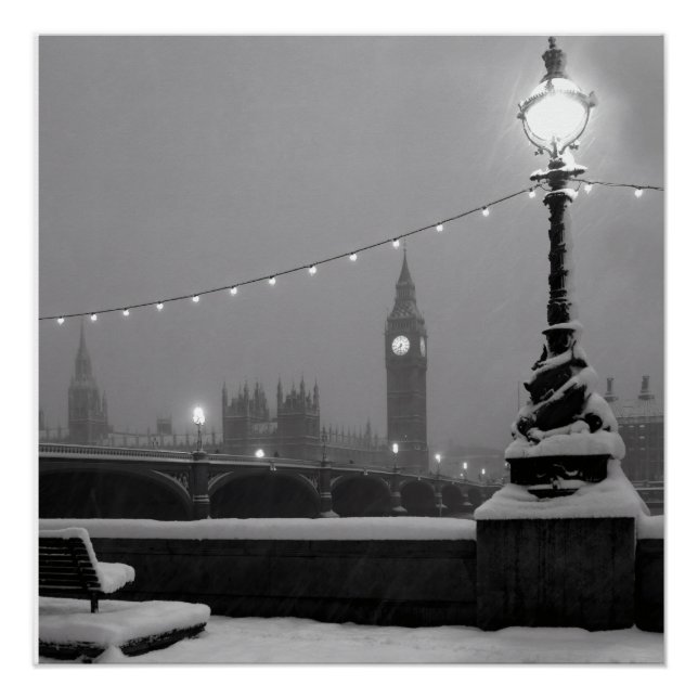 Poster Big Ben dans la neige – Londres (Devant)