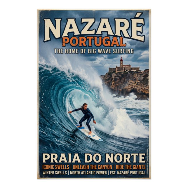 Poster Big-Wave-Surfen à Nazaré  (Devant)