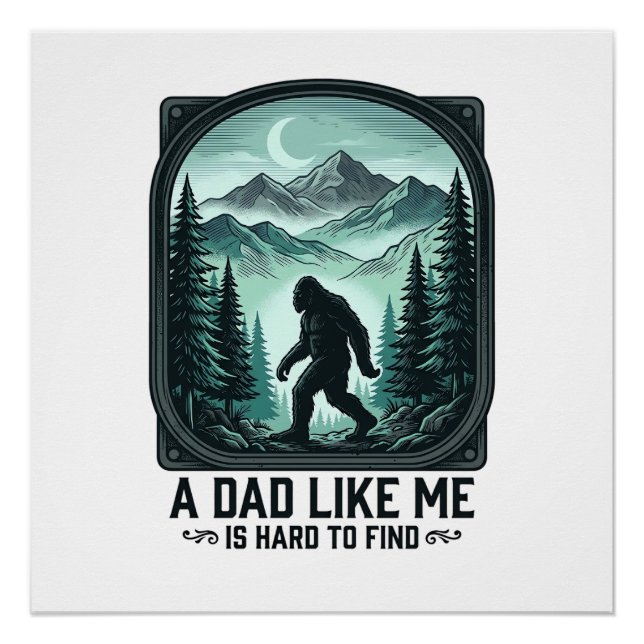 Poster Bigfoot Dad Vintage Engraving Funny Father Shirt D (Devant)