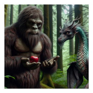 Poster Bigfoot Sasquatch Dragon d'alimentation