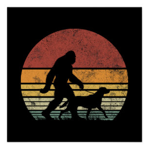 Poster Bigfoot Walking Labrador Retriever Chien Vintage