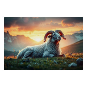 Poster Bighorn Sheep à Sunrise