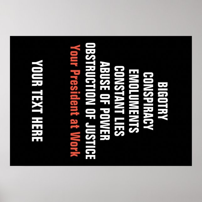 Poster Bigoterie Collusion Emoluments Obstruction Impress (Devant)