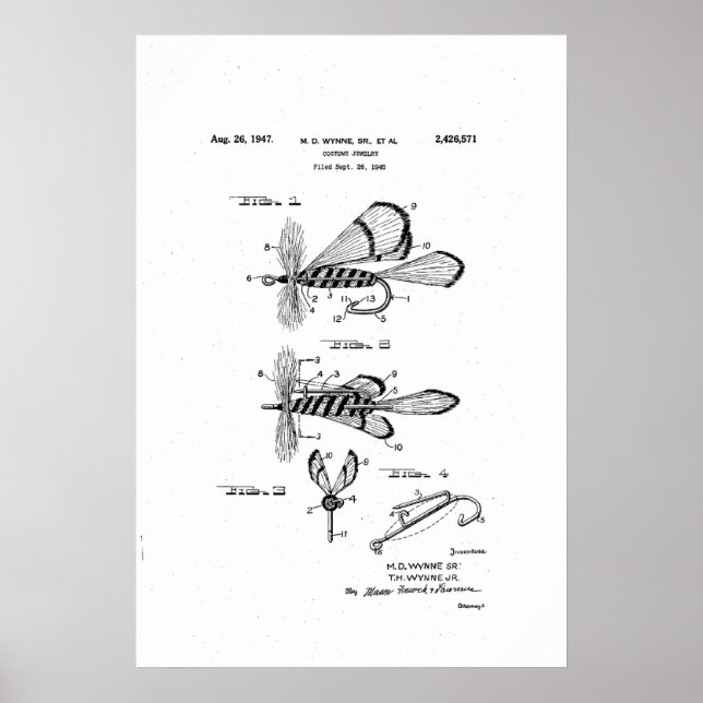 Poster bijoux costume brevet / mouche de pêche sèche (Devant)