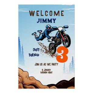 Poster Biker Kid Dirt Stunt Vélo Anniversaire