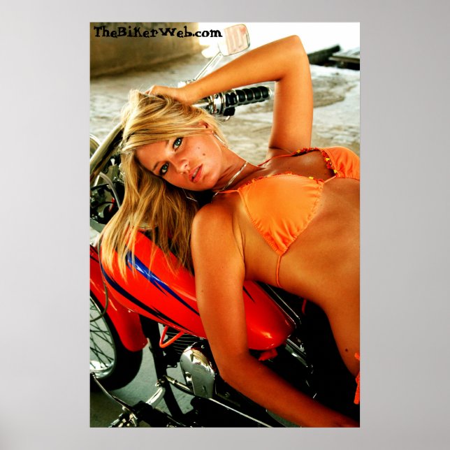 Poster : Bikini Babe sur une moto personnalisée (Devant)