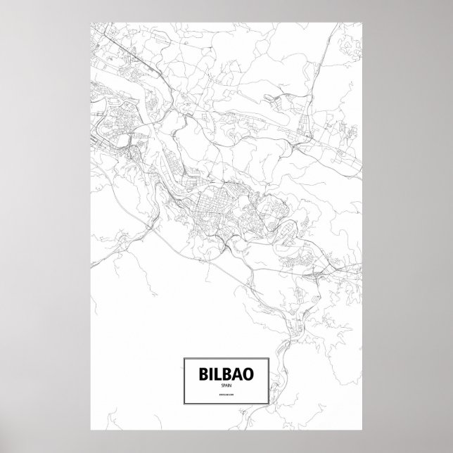Poster Bilbao, Espagne (noir sur blanc) (Devant)